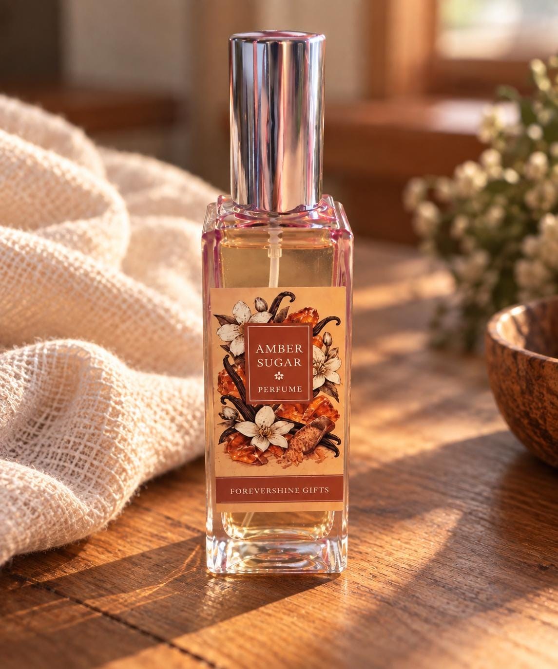 Amber Sugar Perfume | 1 oz Warm Sweet Fragrance | Cozy Vanilla Sugar Perfume | Rich Gourmand Scent | Handmade Perfume Gift