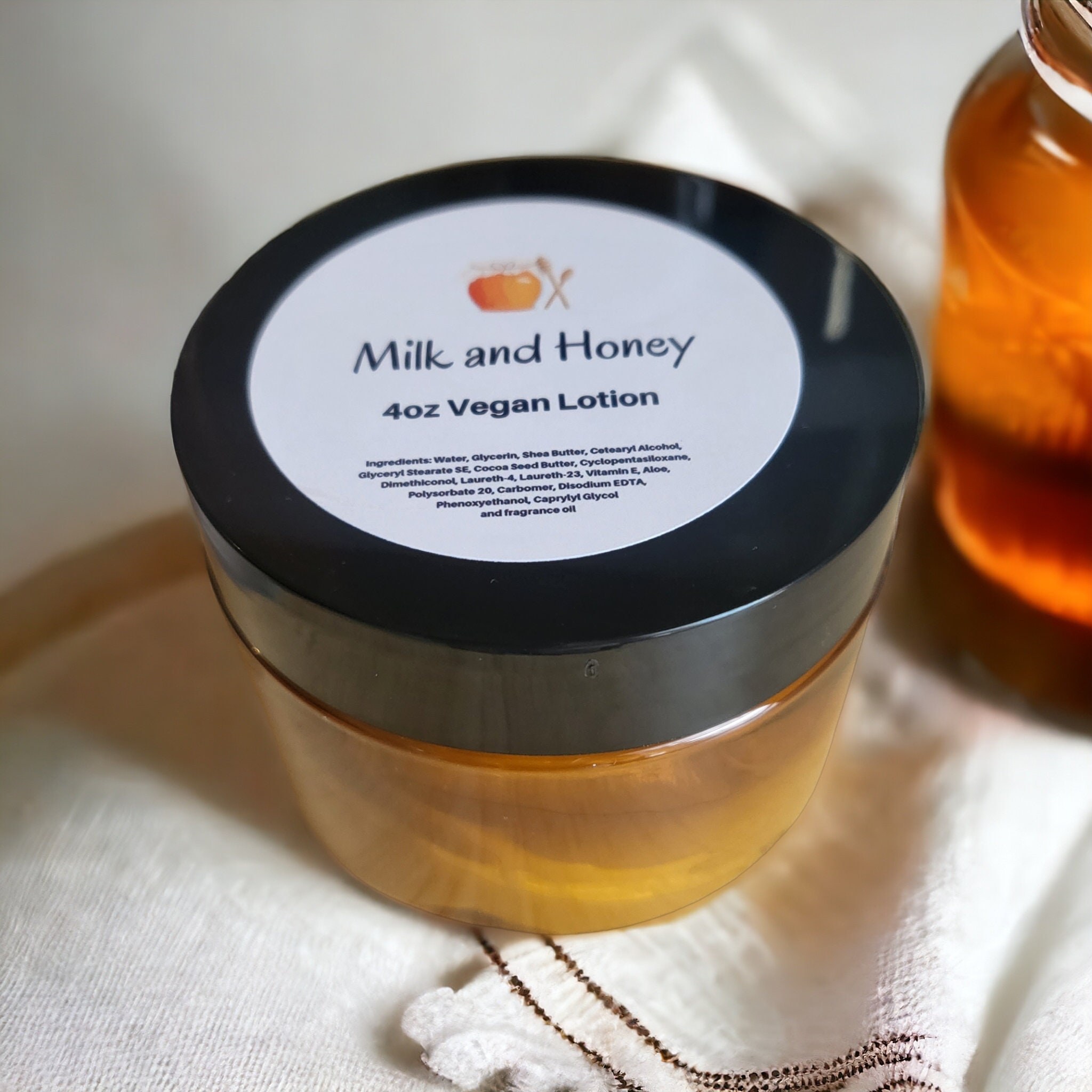 Milk and Honey Lotion - 4oz Vegan Lotion - Handmade Lotion - Honey Scented Lotion- Lotion For Dry Skin - Honey Gifts