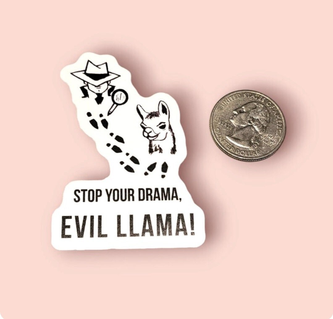 Evil Llama Detective Sticker - Funny Drama Llama Gift