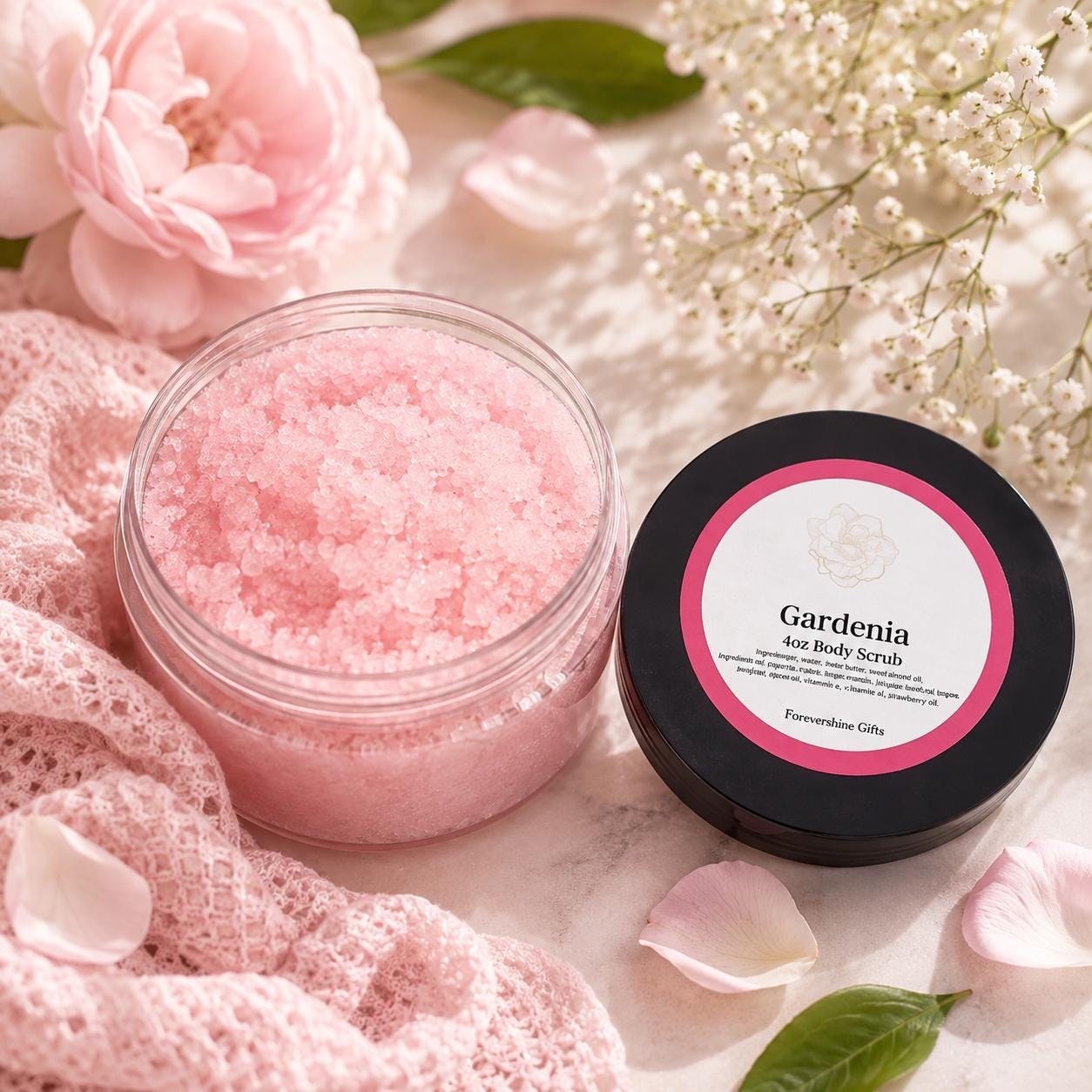 Gardenia Scented Sugar Body Scrub - Floral Gift (4oz)