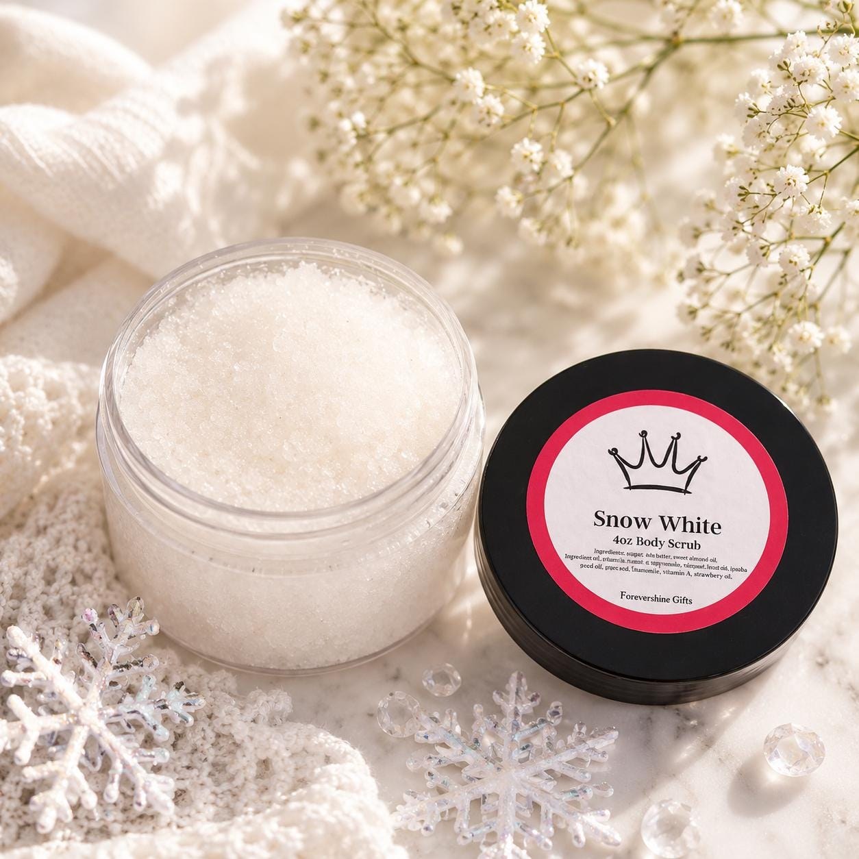 Snow White Sugar Scrub: Apple Floral Scented - 4oz