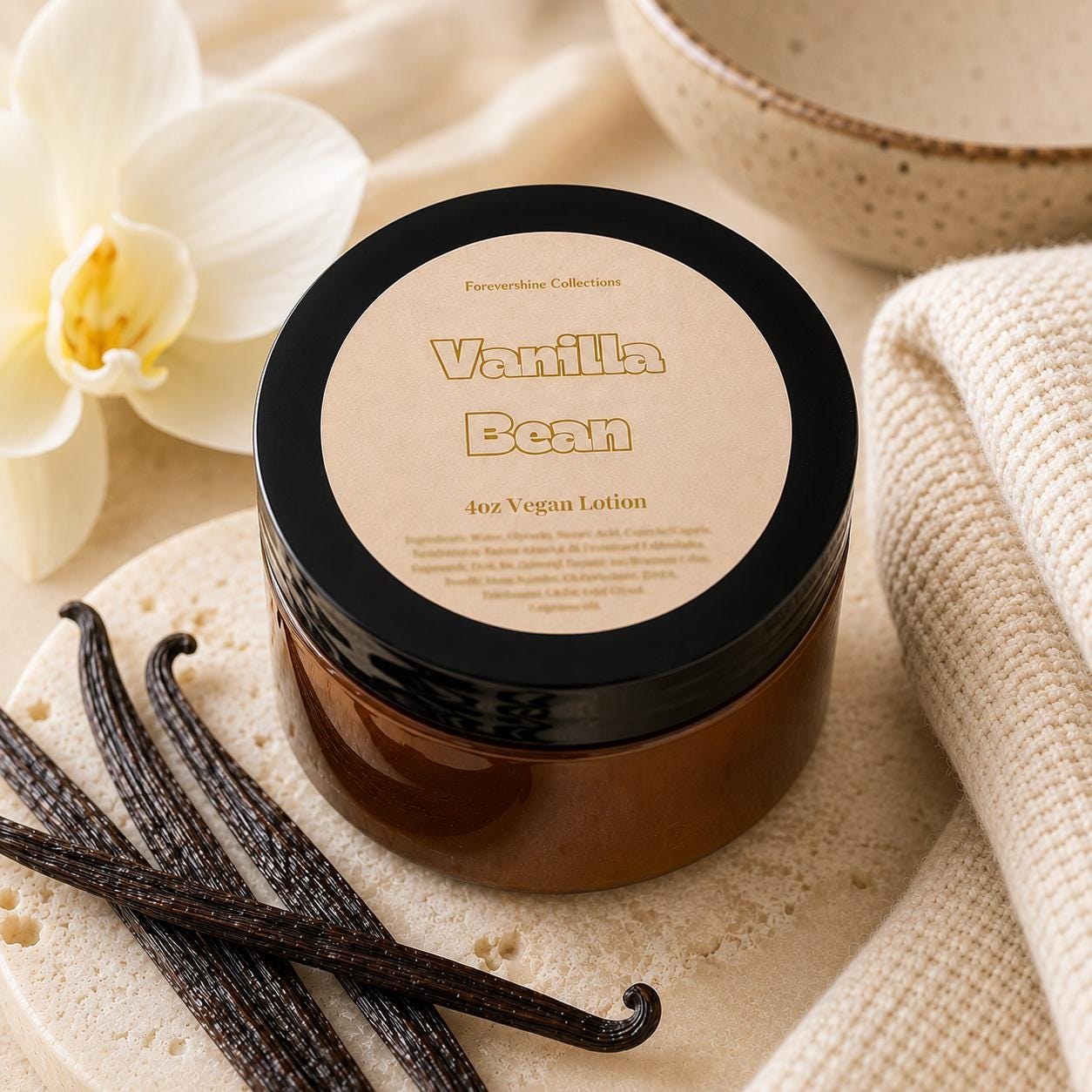Vanilla Bean Lotion: Handmade Vegan Body Butter (4oz) Vanilla Scented
