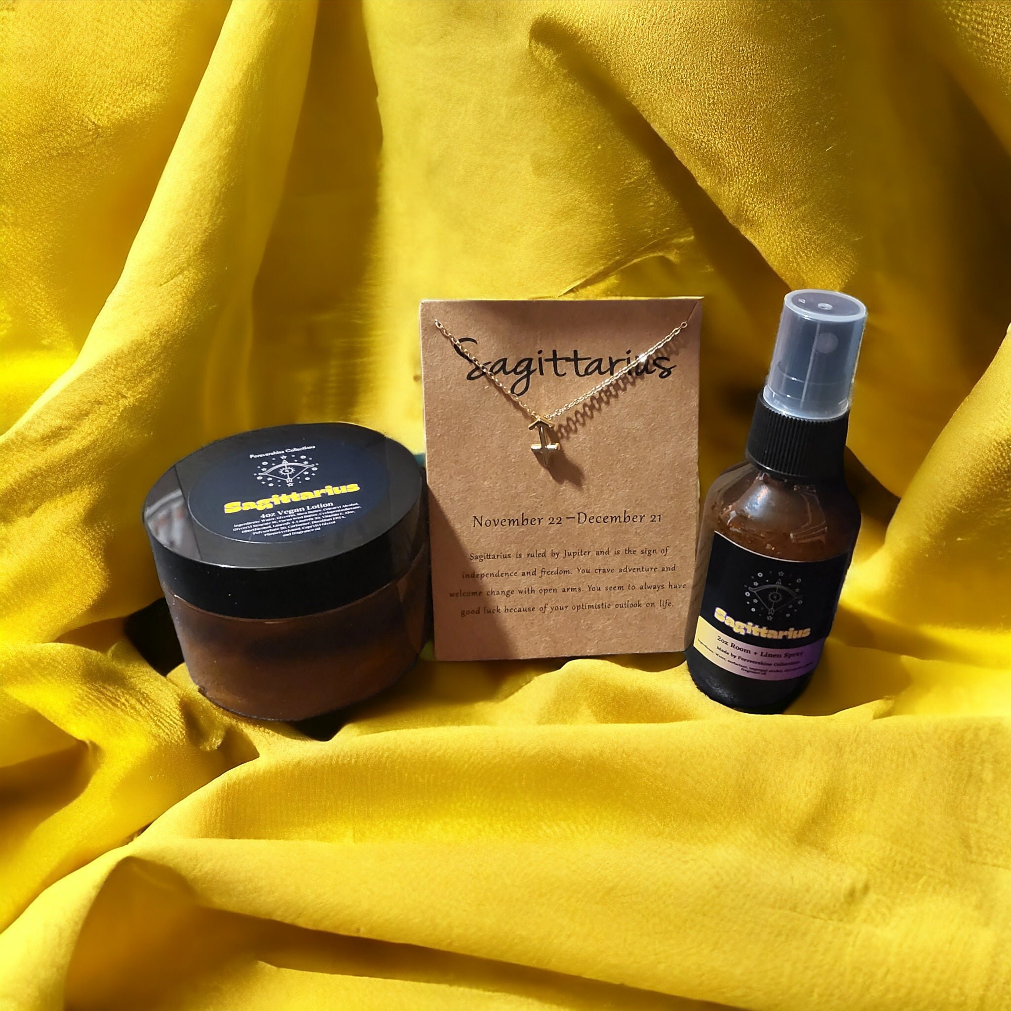 Sagittarius Gift Set: Zodiac Lotion, Room Spray & Necklace