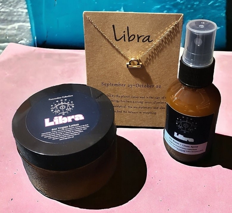 Libra Gift Set: Vegan Lotion, Room Spray & Necklace