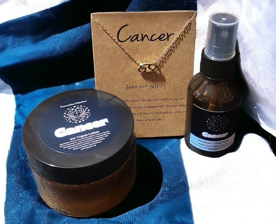 Cancer Zodiac Gift Set: Lotion, Room Spray & Necklace