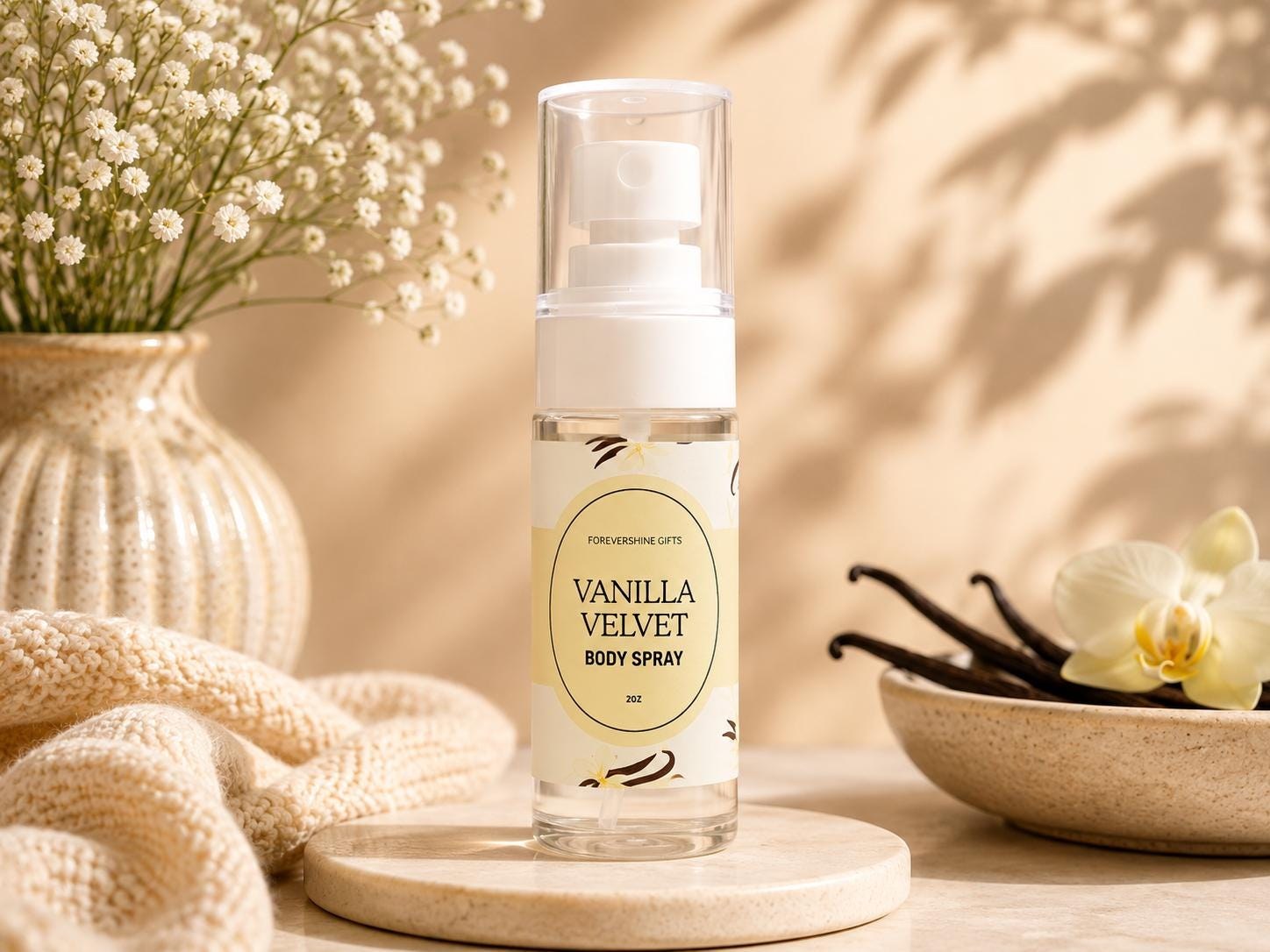 Vanilla Bean Body Spray – 2 oz | Sweet Vanilla Fragrance | Warm Creamy Body Mist | Cozy Everyday Perfume