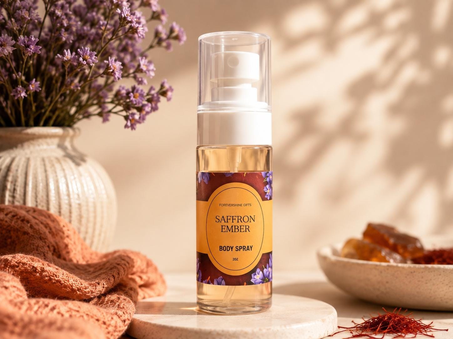 Saffron Ember Body Spray – 2 oz | Warm Saffron Fragrance | Spicy Amber Body Mist