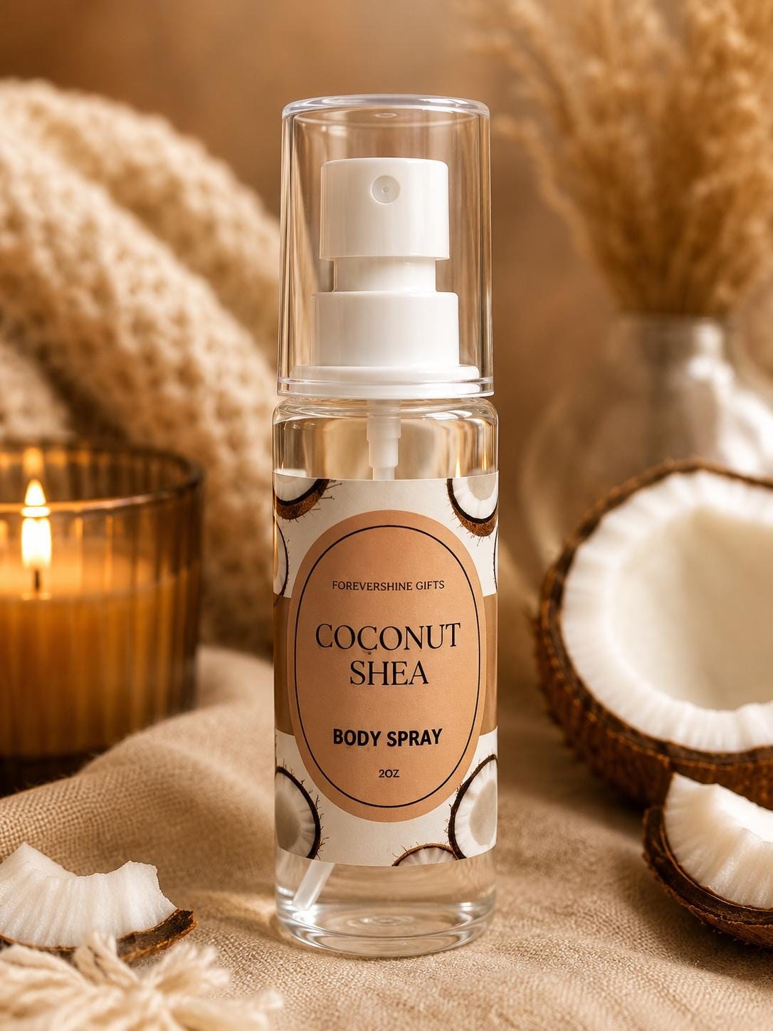 Coconut Shea Body Spray – 2 oz | Creamy Coconut Fragrance | Sweet Tropical Body Mist | Feminine Everyday Scent