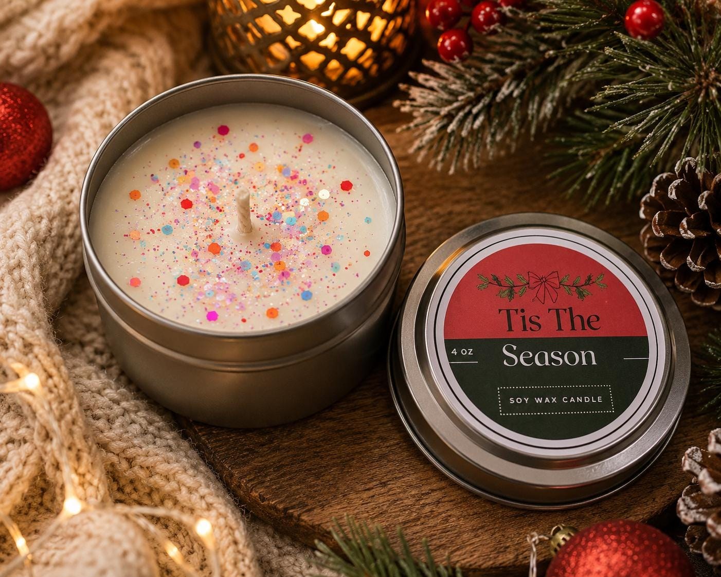 Tis The Season 4 oz Soy Candle - Festive candle -  Winter candle