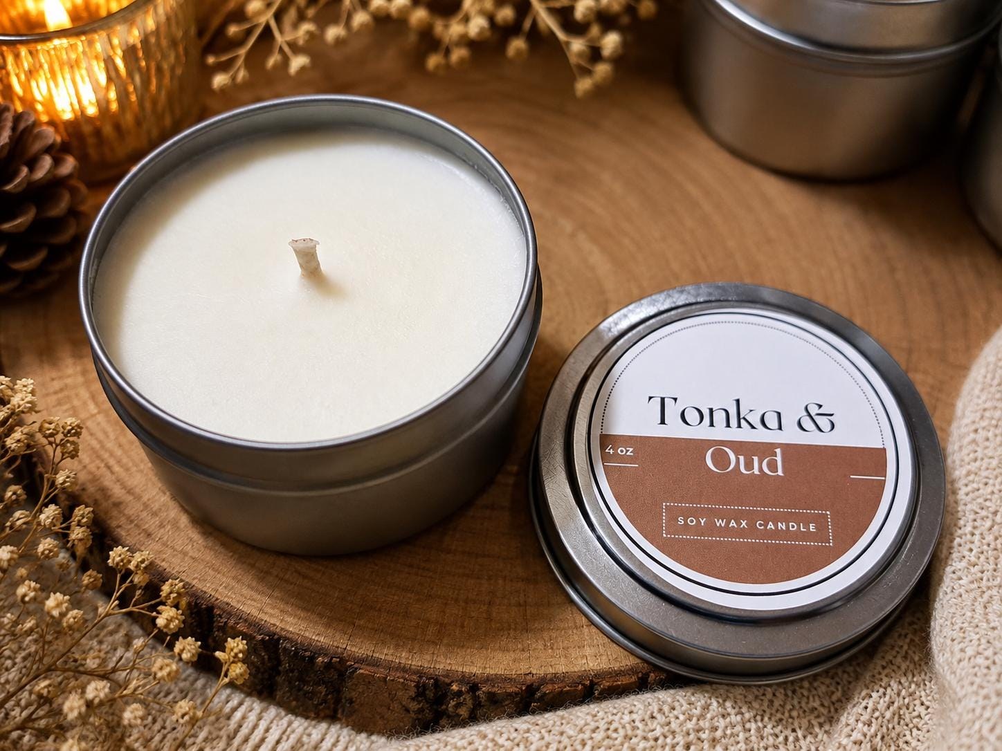 Tonka and Oud 4oz Candle - Tonka Scented Oud Scented