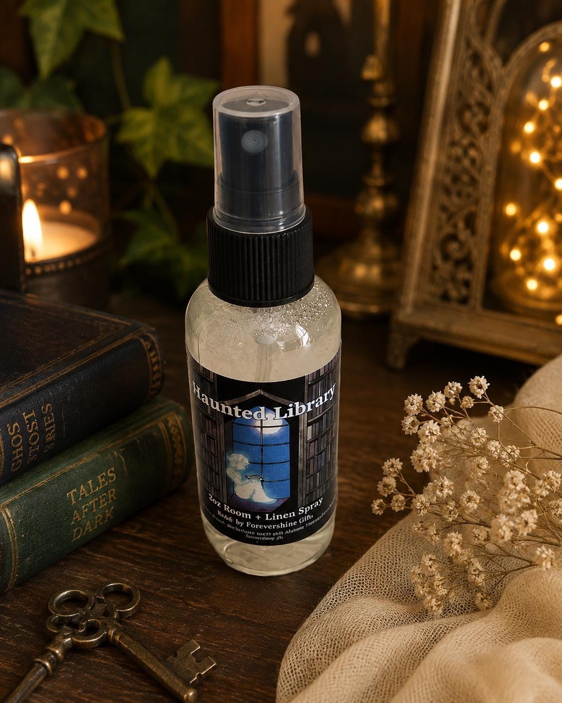 Haunted Library Scented Room Spray: Spooky Home Fragrance (2oz)