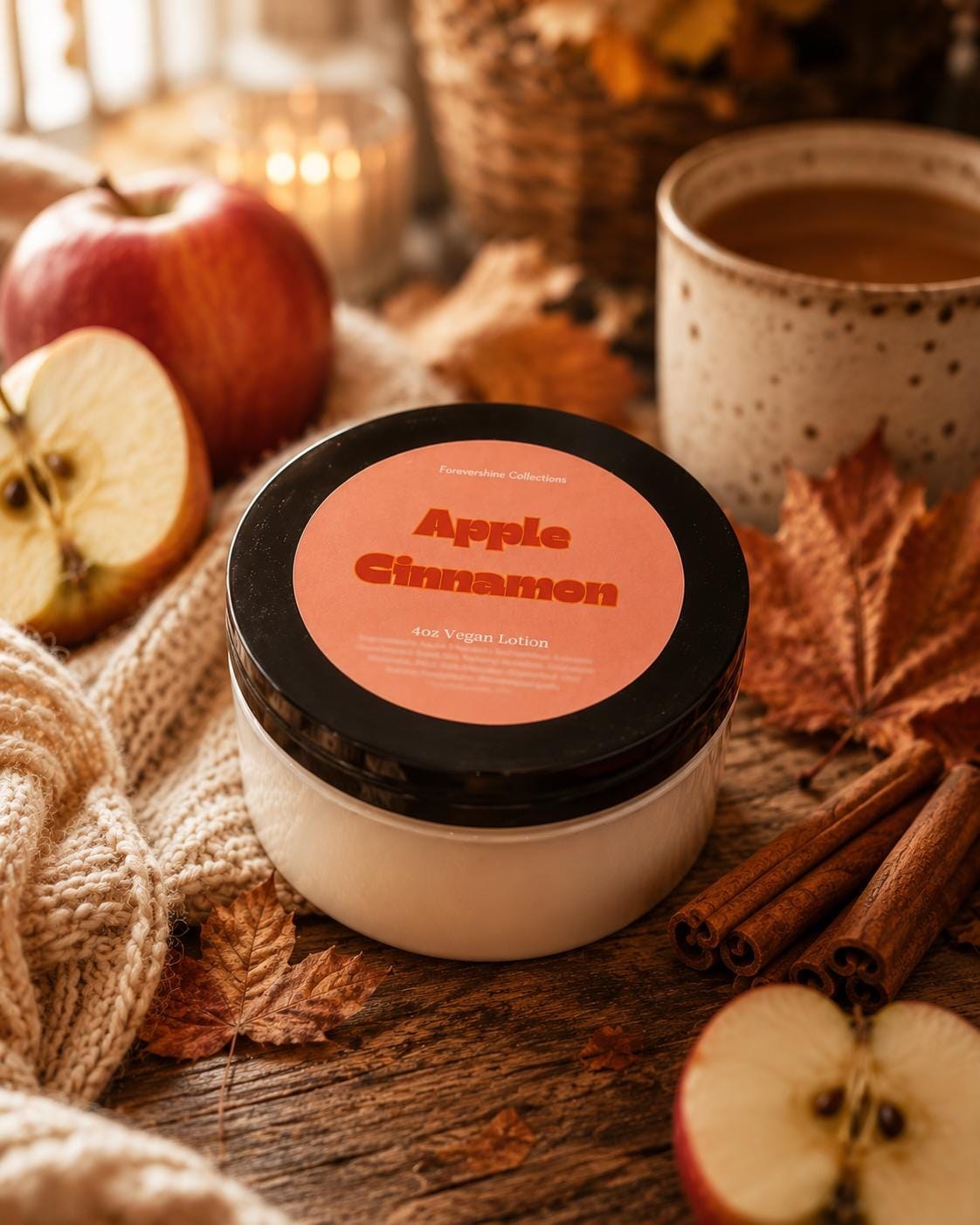 Apple Cinnamon Vegan Lotion: Fall Scented, Handmade (4oz)