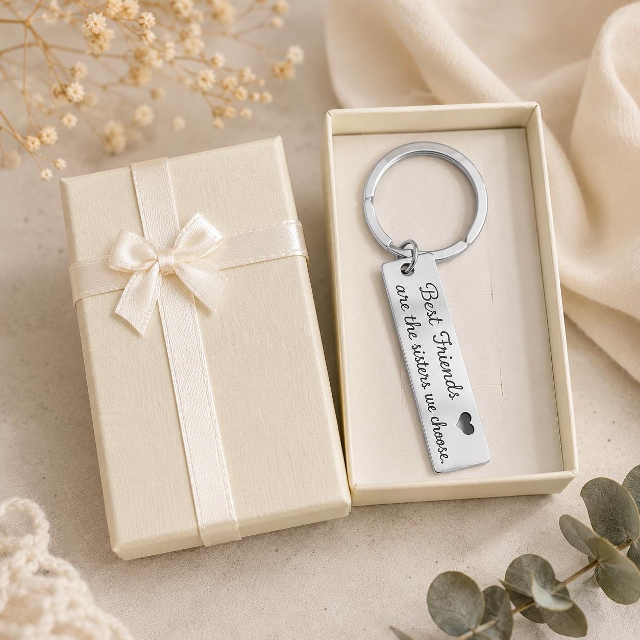 Best Friend Keychain Silver, Best Friends Are Sisters We Choose, Friendship Gift for Bestie, Best Friend Gift, Gift for Her