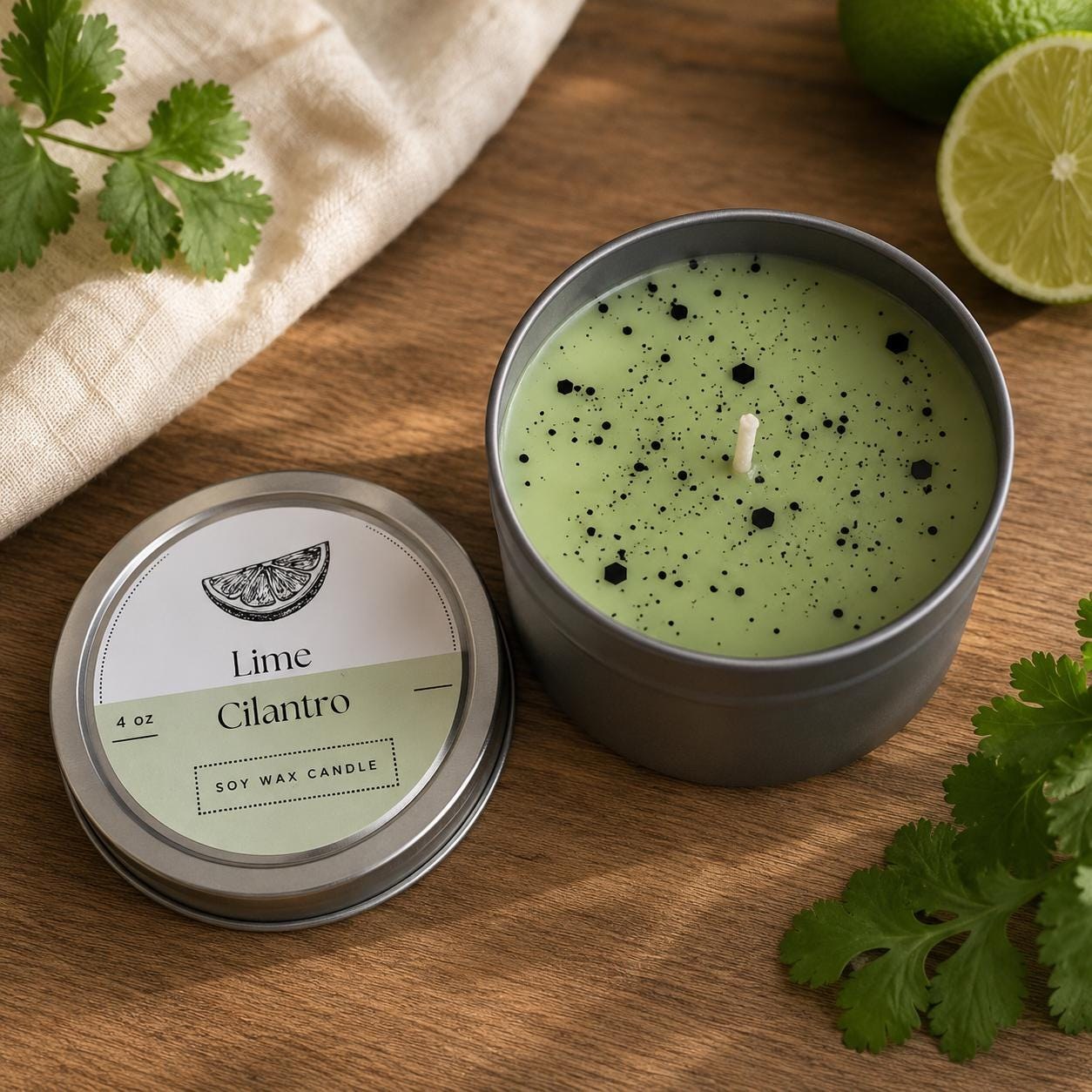 Lime Cilantro Scented Candle - 4oz Lime Scented Candle - Cilantro Candle