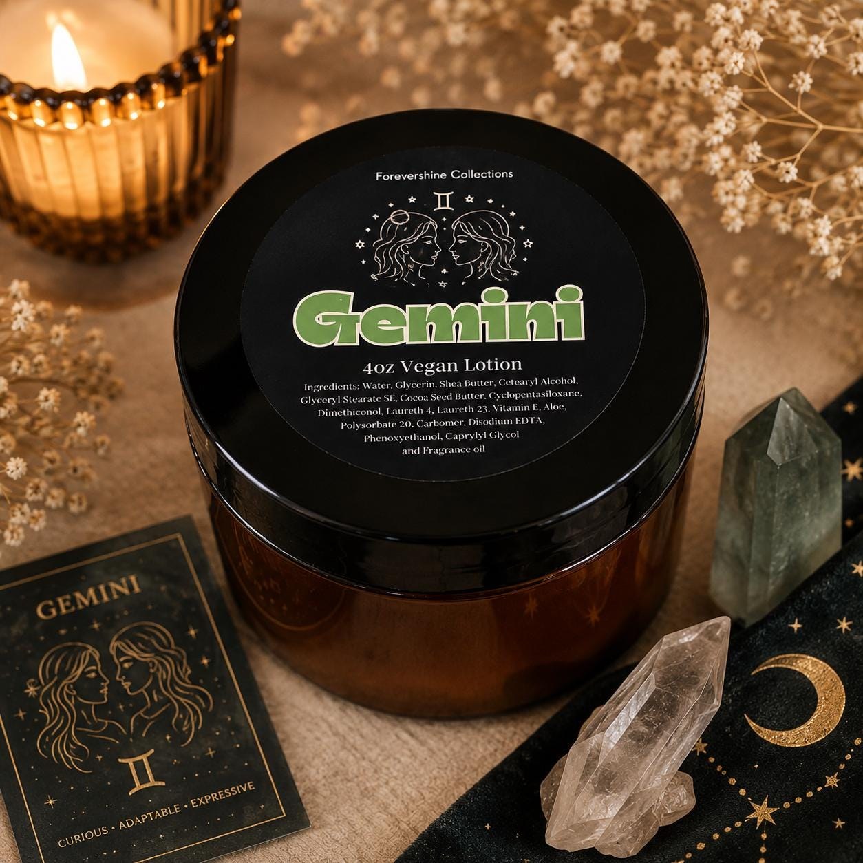 Gemini Zodiac Lotion: Citrus Peach Scent - 4oz Vegan Handmade
