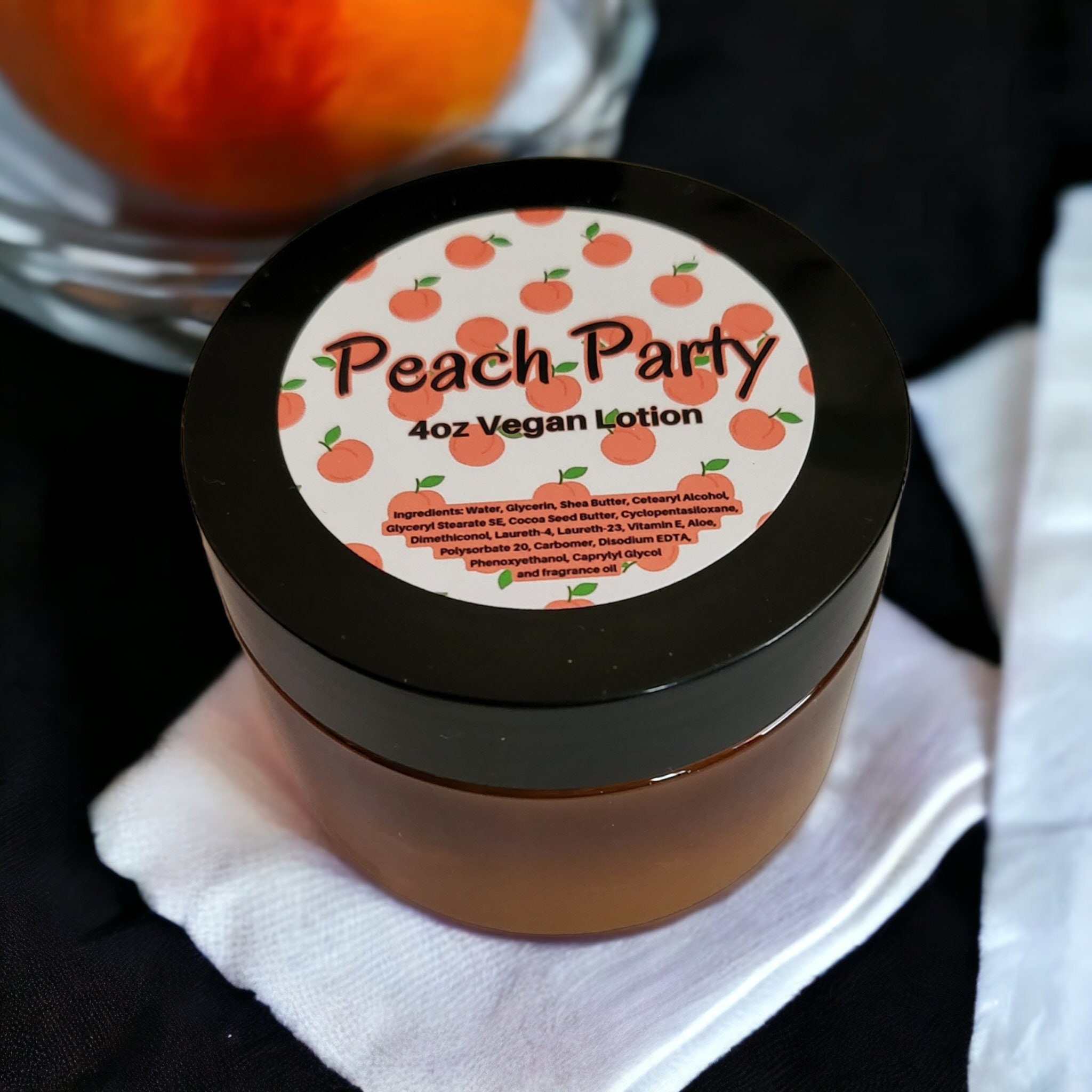 Peach Scented Vegan Lotion: Handmade Moisturizer for Dry Skin (4oz)