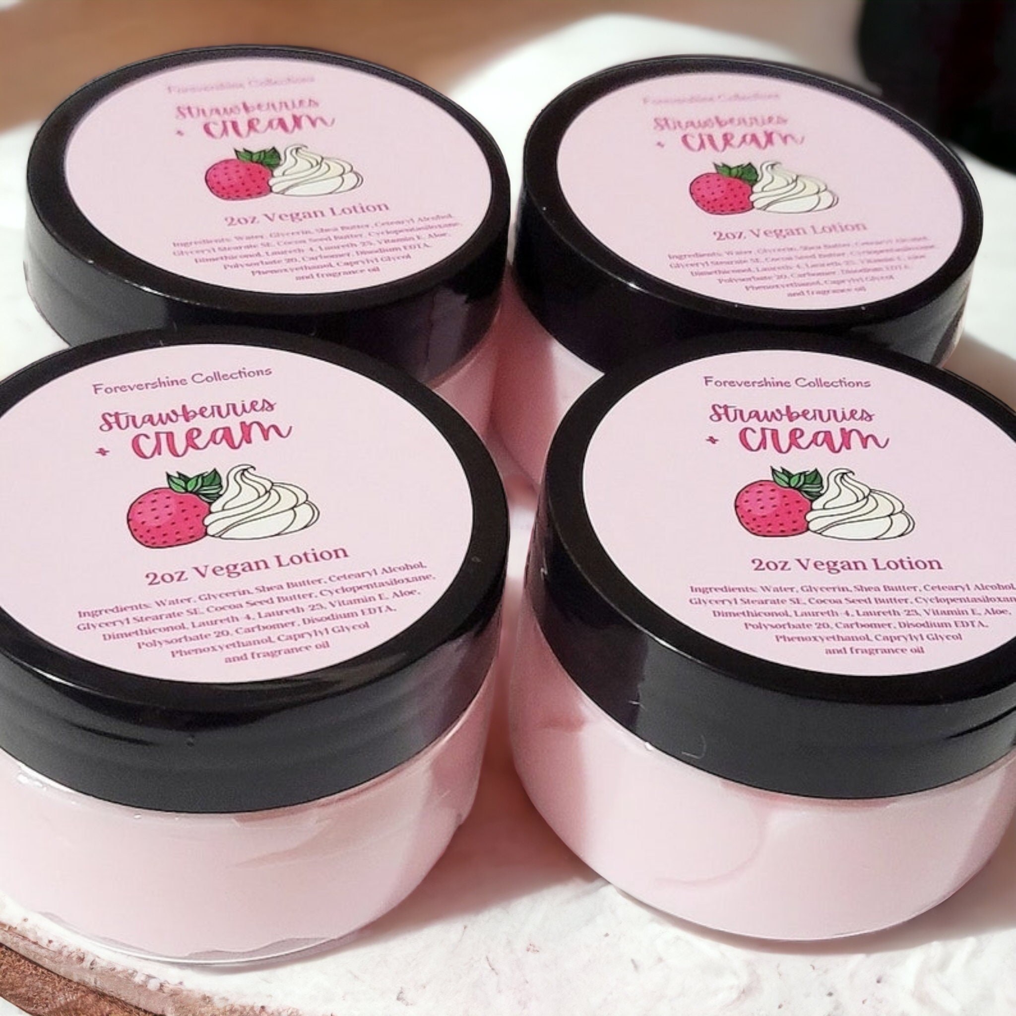 Strawberries and Cream Vegan Lotion - 2oz Mini Travel Size