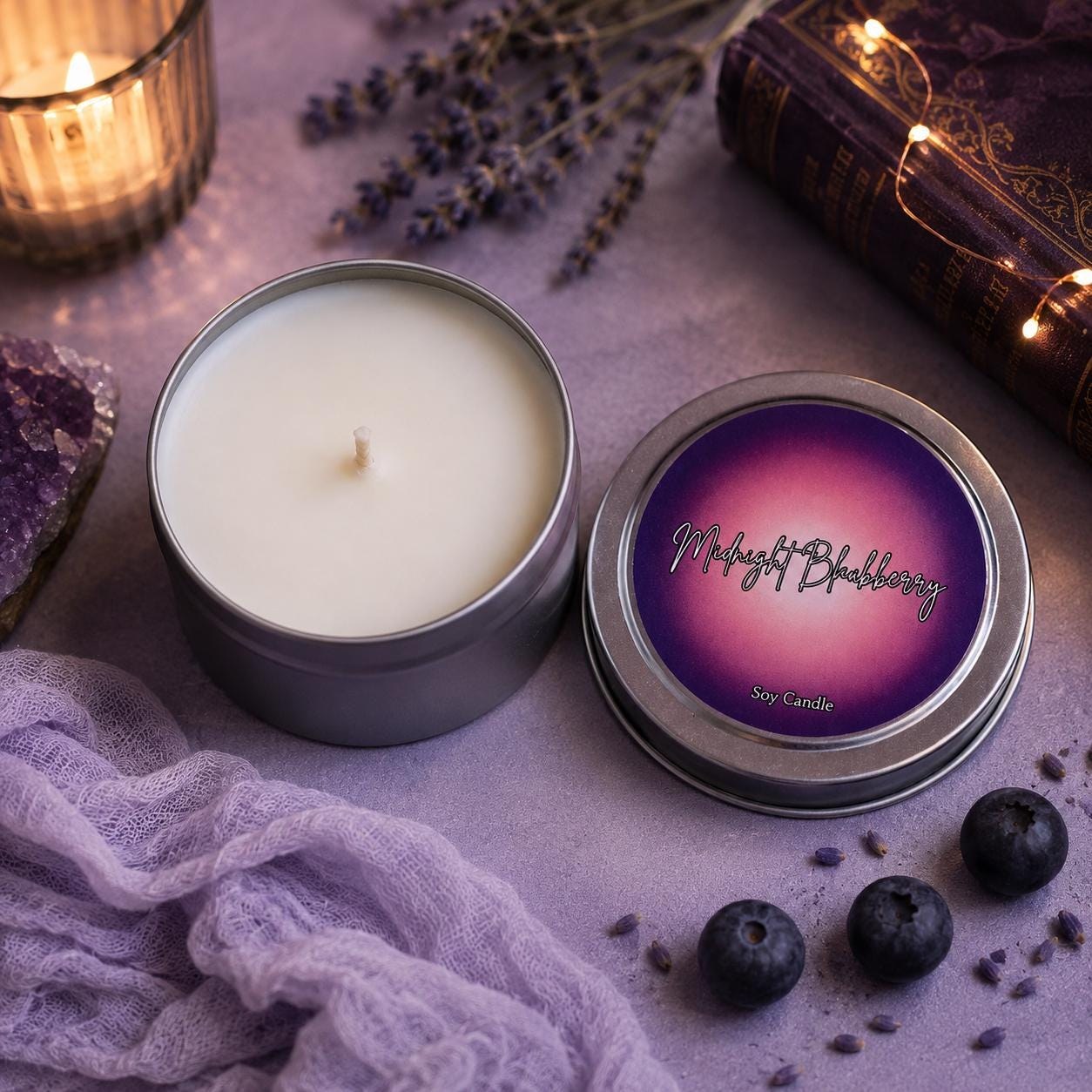 Midnight Blackberry Candle - 4oz Blackberry Scented Candle - Blackberry Candy Scented
