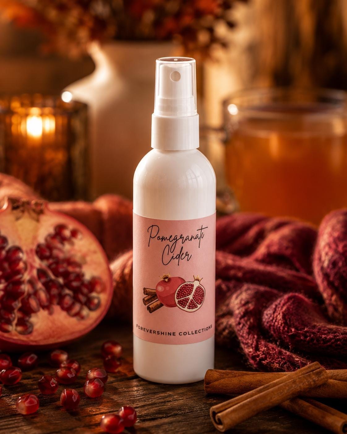 4oz Pomegranate Cider Room Spray - Pomegranate and Cinnamon Spray - Linen Spray - Cinnamon Scented - Warm Scents