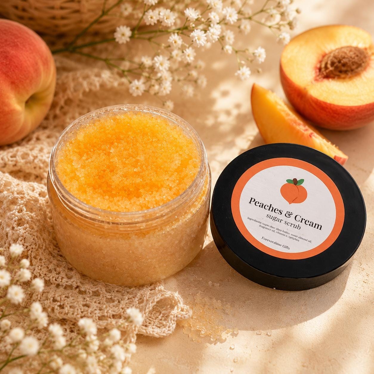 Peaches and Cream Sugar Body Scrub - Fruity Scented (4oz)