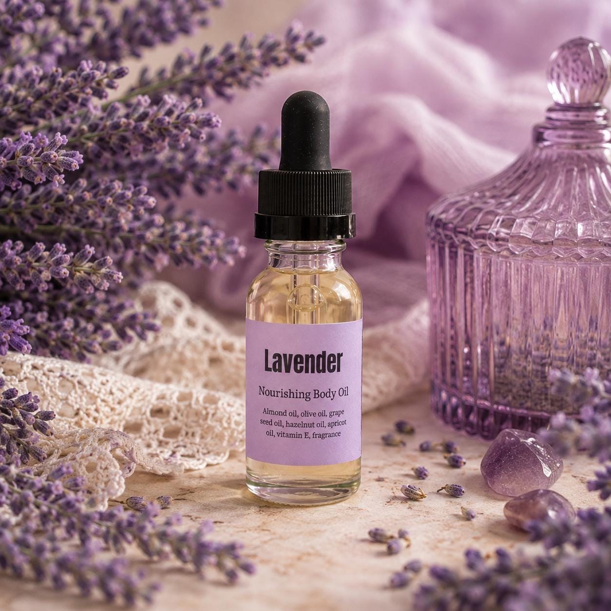 Lavender Scented Body Oil - Floral .5 oz