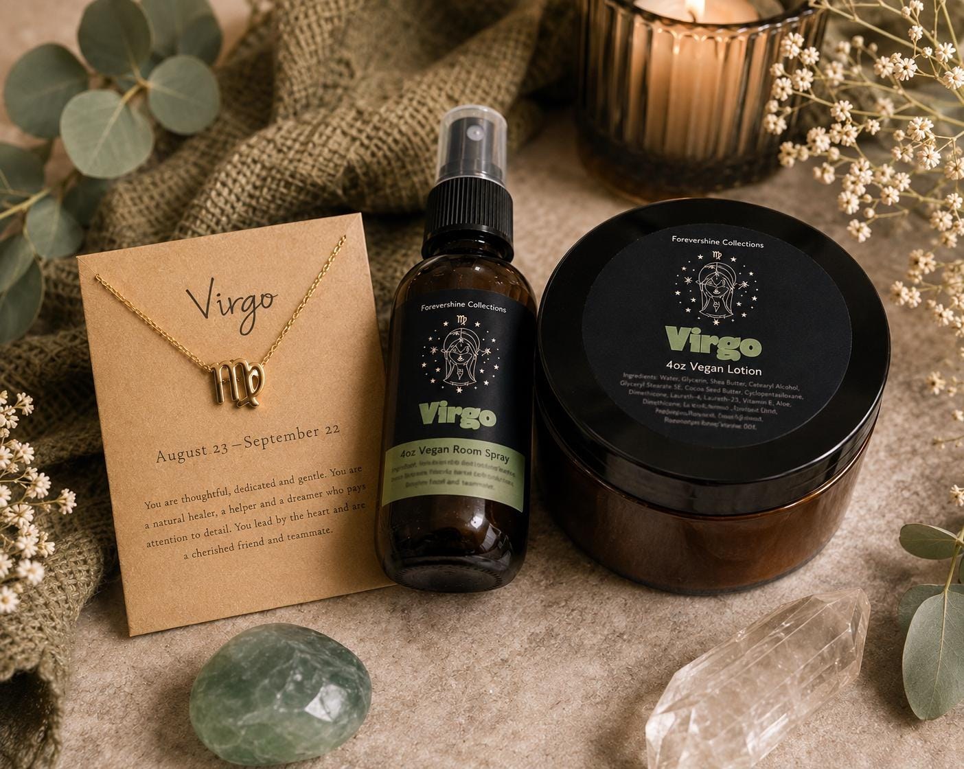 Virgo Zodiac Gift Set: Scented Spray & Vegan Lotion