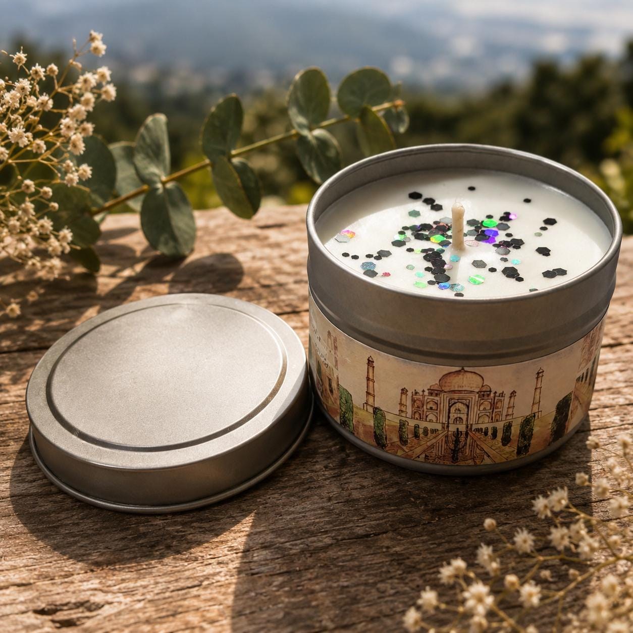 India Dreams Candle: Saffron, Ginger & Violet Travel Scent (4oz)
