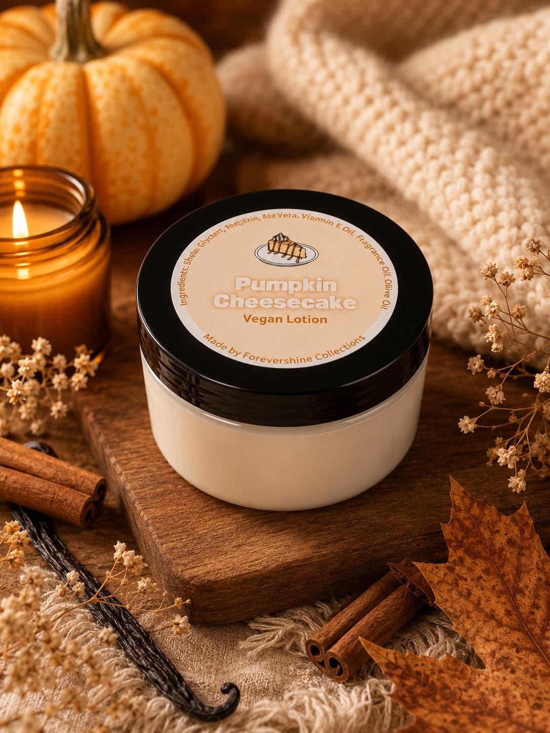 Pumpkin Cheesecake Vegan Lotion: Fall Scented, Handmade (4oz)