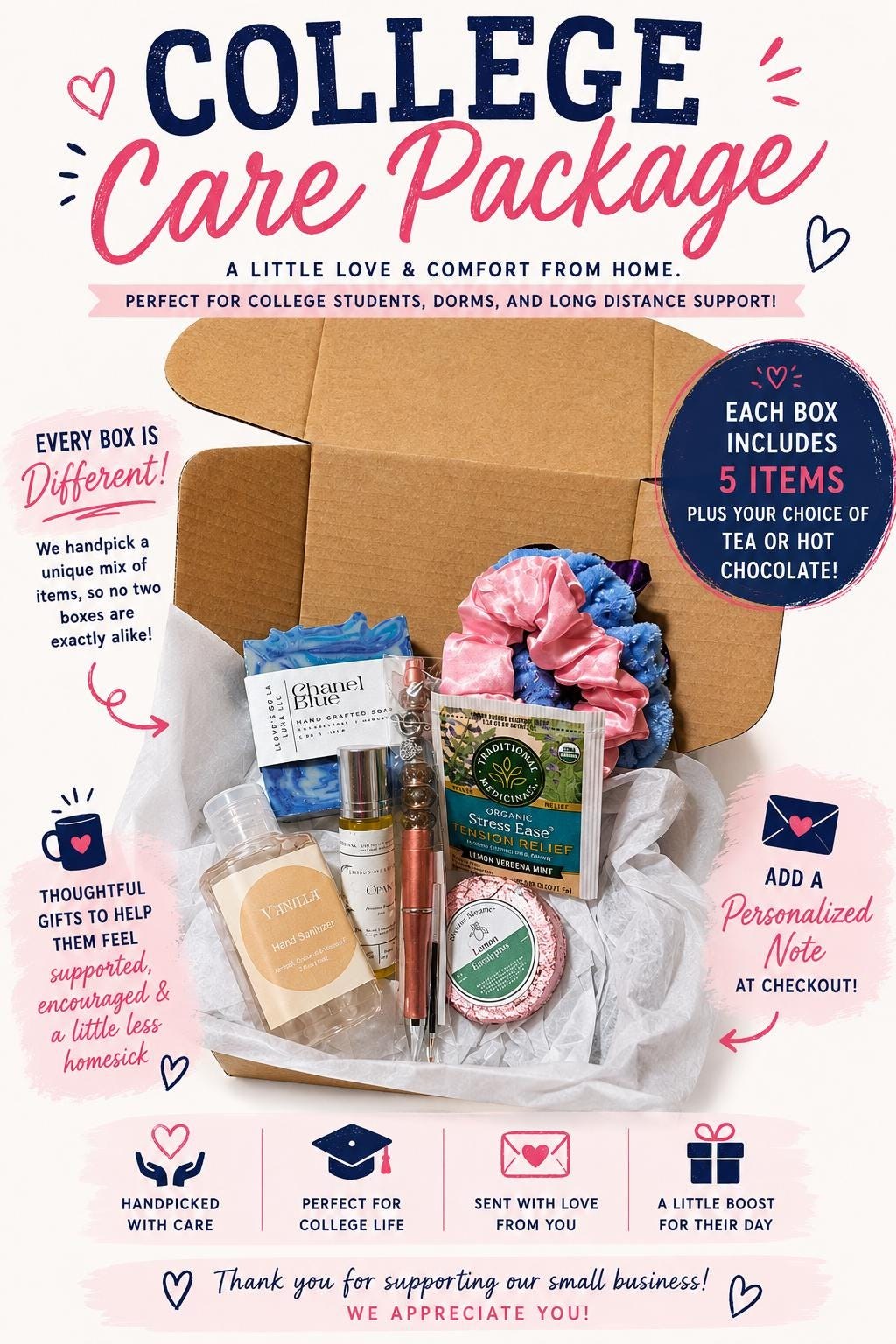 College Care Package, Dorm Survival Kit, Finals Week Gift Box, Random Self Care Package for Students, College Student Gift, Back to School