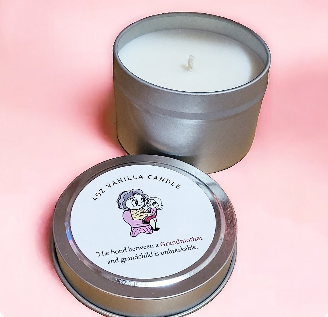 Grandmother Gift: Vanilla Soy Candle - Grandma Present (4oz)