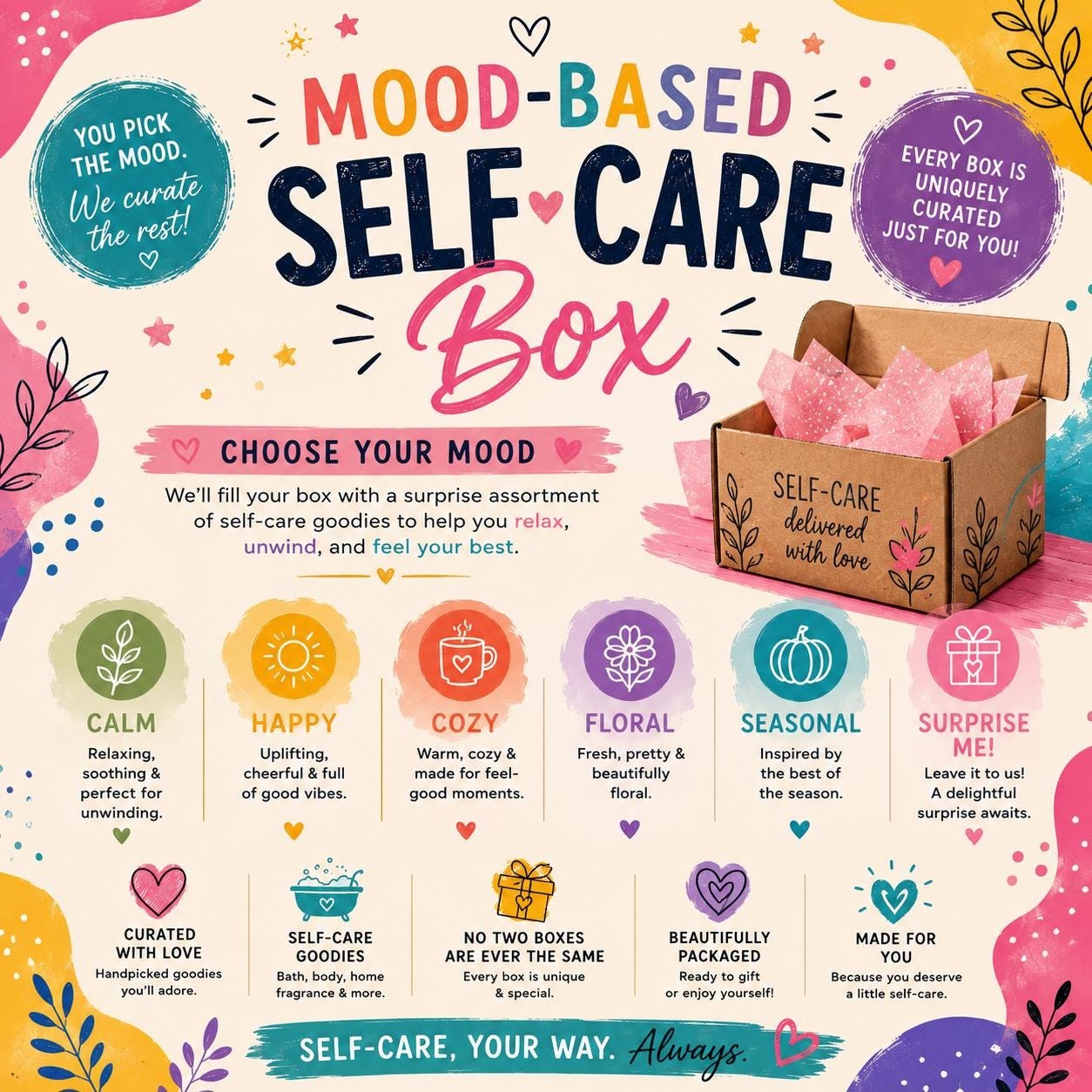 Curated Self-Care Gift Box | Bath & Body Surprise | Relaxation Box | Spa Gift | Cozy Care Package