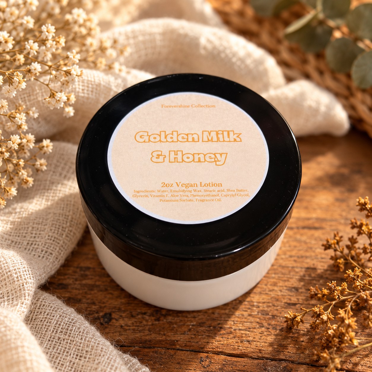 Golden Milk and Honey 2oz lotion, handmade by Forevershine Gifts