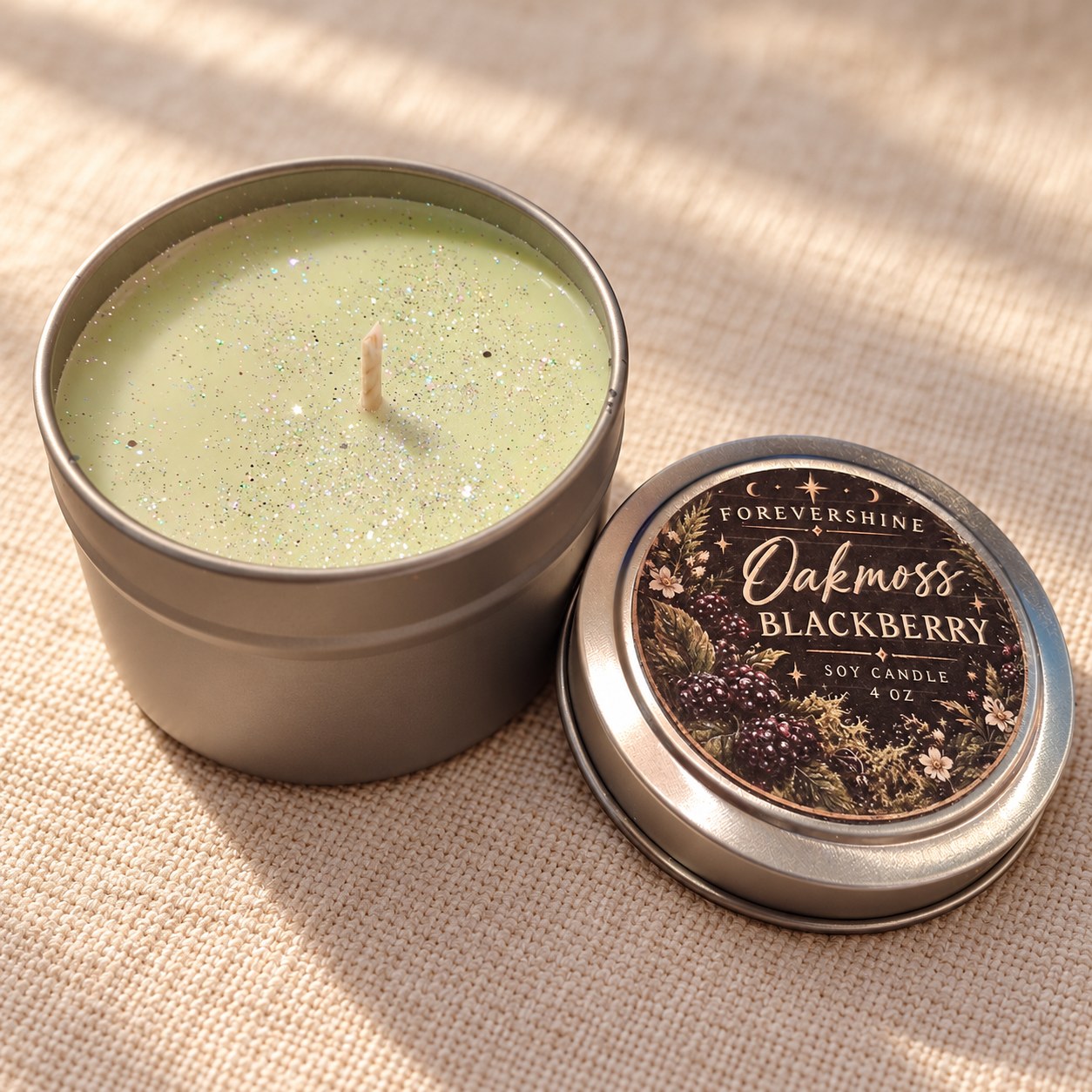 Oakmoss Blackberry Candle, 4 oz Soy Candle, Earthy Blackberry Fragrance, Woodland Scented Candle, Botanical Candle Gift, Handmade Soy Candle, handmade by Forevershine Gifts