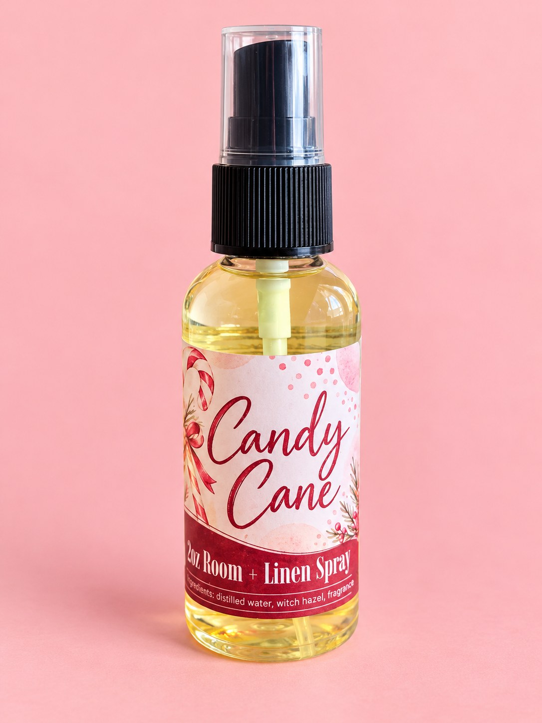 Candy Cane Room Spray, 2 oz Room and Linen Spray, Peppermint Holiday Home Fragrance, Christmas Room Mist, Festive Linen Spray Gift, handmade by Forevershine Gifts