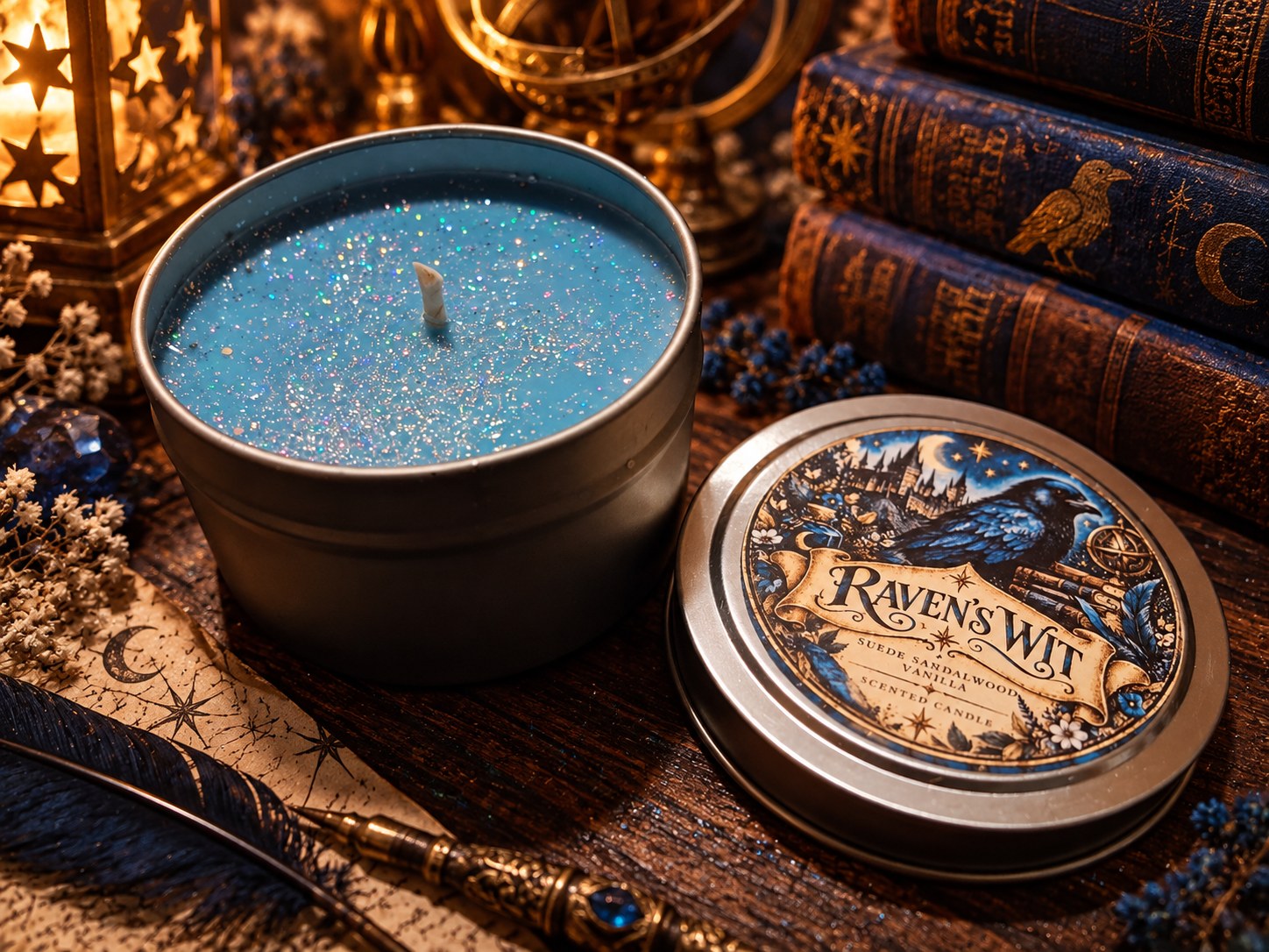 Ravenclaw Raven's Wit Candle, Sandalwood Vanilla Scented Candle, Dark Academia Decor, Book Lover Gift, Fantasy Inspired Candle, Cozy Library Aesthetic, handmade by Forevershine Gifts